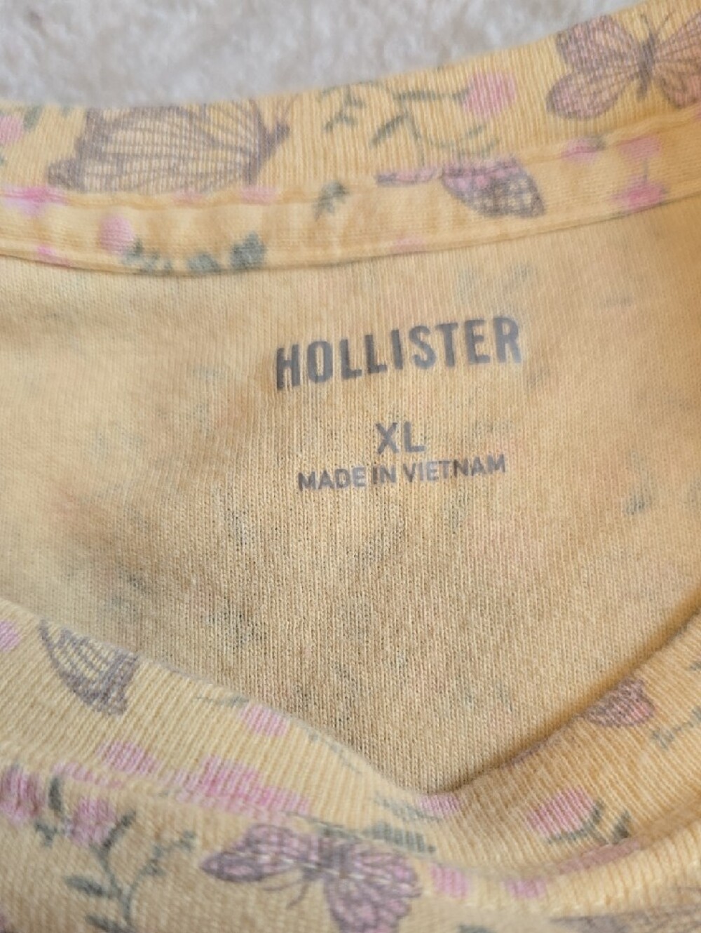Hollister Pastel Yellow Butterfly Tee